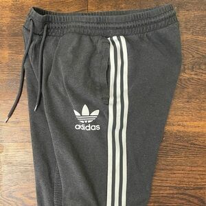 Adidas Grey Joggers with 3 White Stripes & Retro Logo